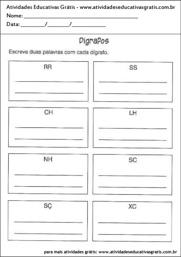 atividade português dígrafo
