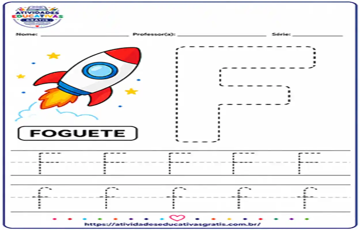 Atividade Letra F Pontilhado para Imprimir (PDF Grátis) Educação Infantil
