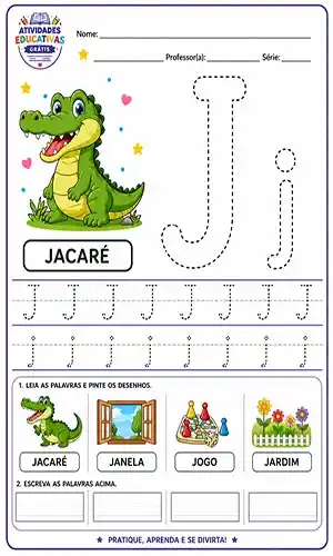 Atividade da letra J pontilhada