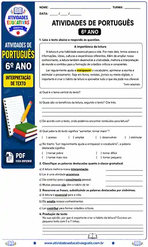 imagem interpretação de texto 6 ano