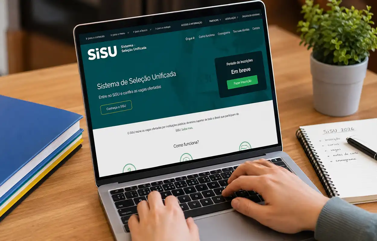 Sisu 2026 inscrição no sistema em notebook com estudante acessando portal do Sisu
